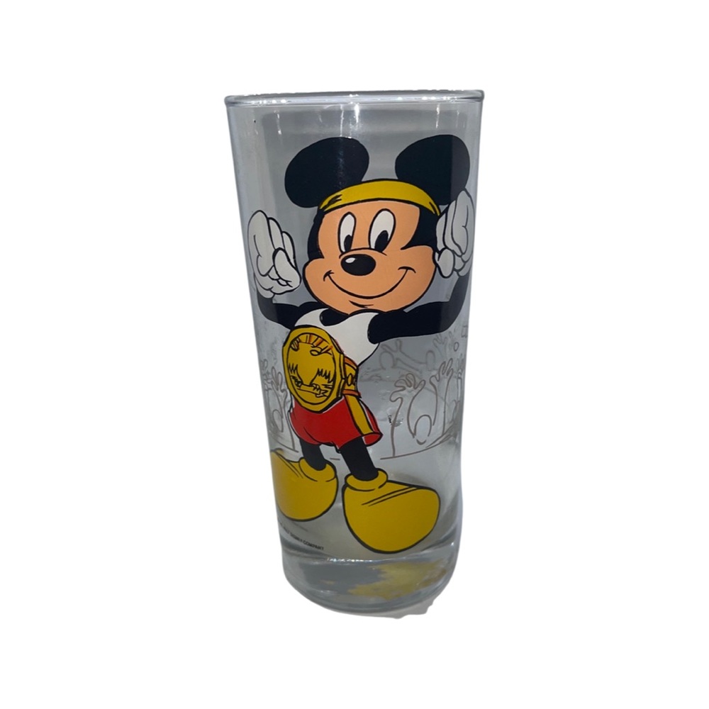 Vintage Mickey Mouse Heavyweight Champion Glass: Deadstock: Disneyana